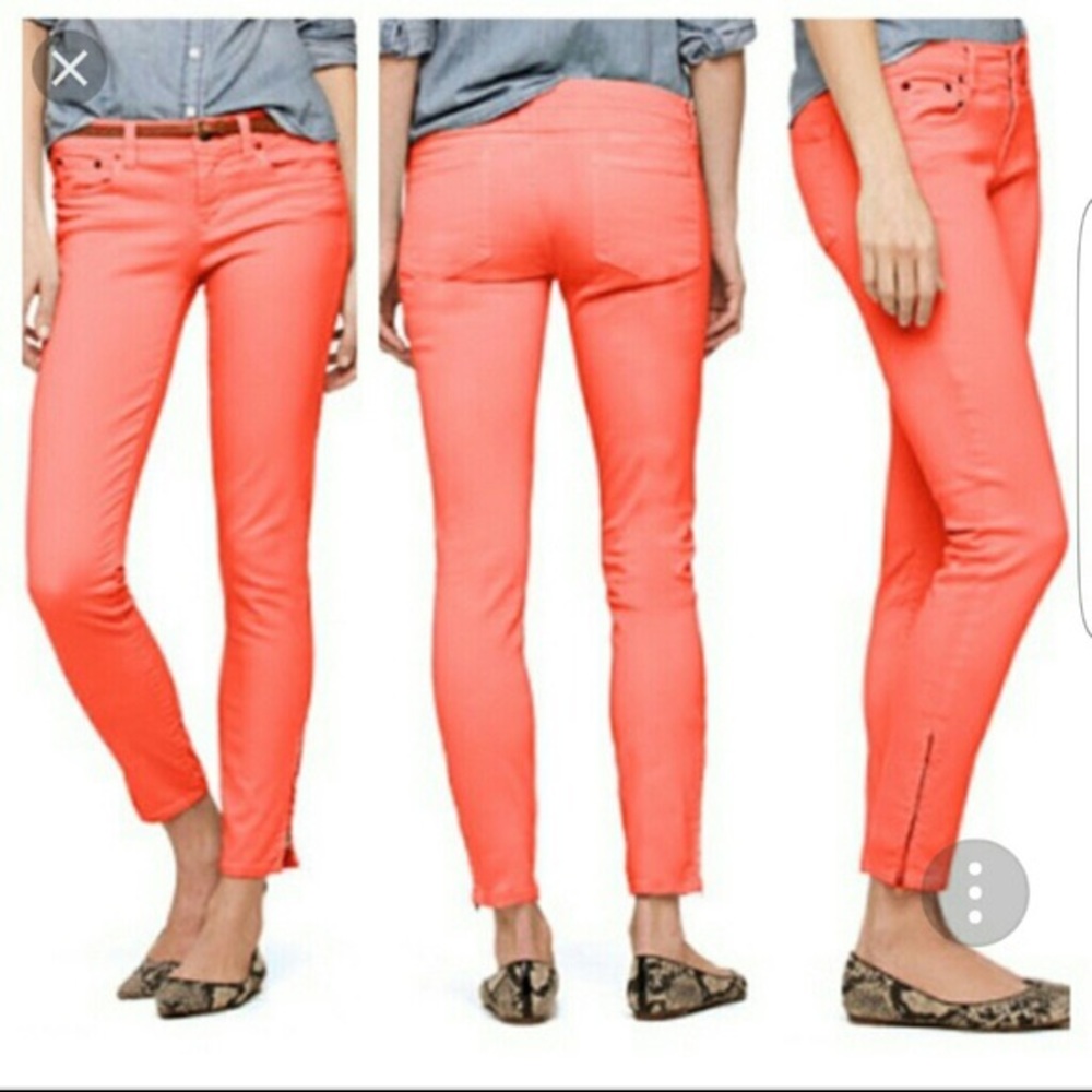 JCrew Salmon Pink Toothpick Jeans Ankle Length 25